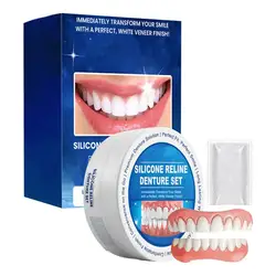 Silicone Denture Set Denture Soft Liner Kit Lightweight False Teeth Set Silicone Upper Lower Veneers Soft Denture Kit