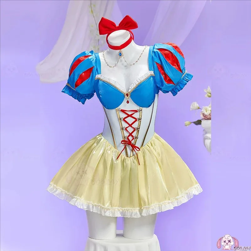 여성용 할로윈 공주풍 섹시 란제리 오프숄더 메쉬 패치워크 바디수트 (장갑 및 양말 포함)