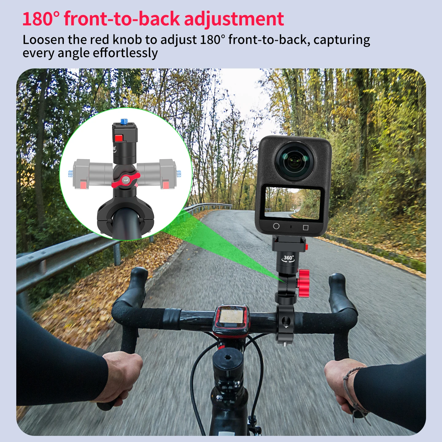 Bicycle Handlebar Camera Bracket 360 Swivel Bike Clamp 22-32mm Tube Clip for DJI OSMO 360 Action Magnetic Bracket Quick Release