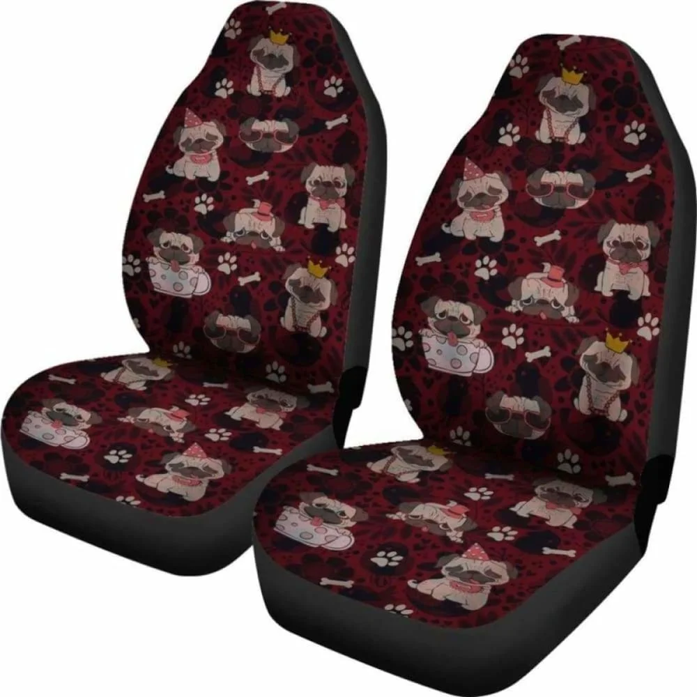 Pug Car Seat Covers 20 Pack of 2 Universal Front Seat Protective Cover