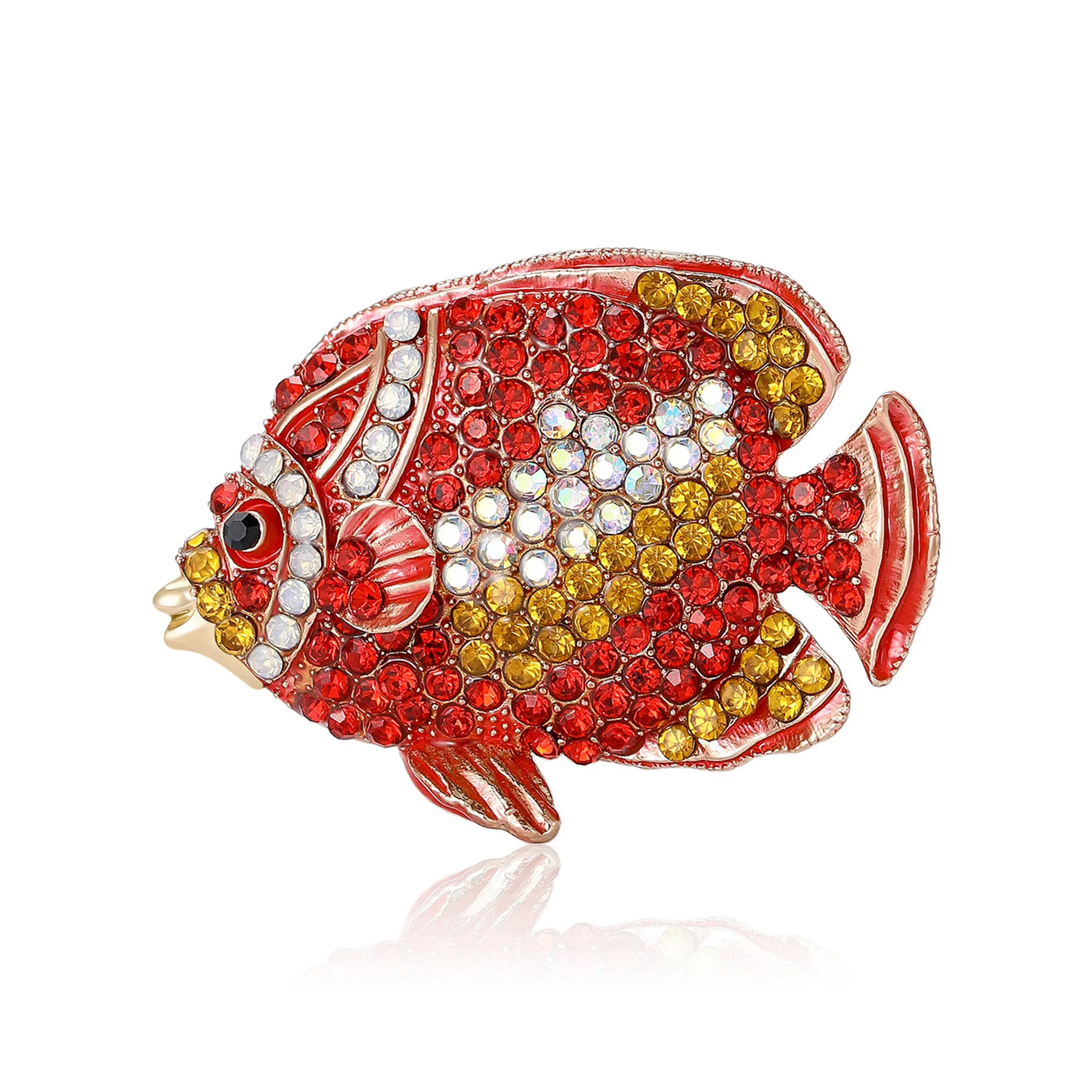 

The Rhinestone Alloy Marine Fish Brooch Is A Charming Two-Color Fashion Badge, Dress, Jewelry And Gift For Both Men And Women