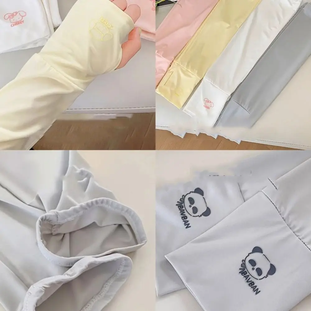 مرونة طويلة الأكمام الحرير الجليد الكرتون الحيوانات الجليد الأكمام واقية من الشمس الذراع يغطي المضادة للأشعة فوق البنفسجية رقيقة قفازات ركوب الدراجات في الهواء الطلق