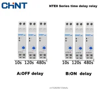 CHINT-relé de retardo de tiempo serie NTE8, Control de apagado, NTE8-A de retardo de encendido, 10S, 120S, 480S, AC220V, DC24V, temporizador Digital de riel Din
