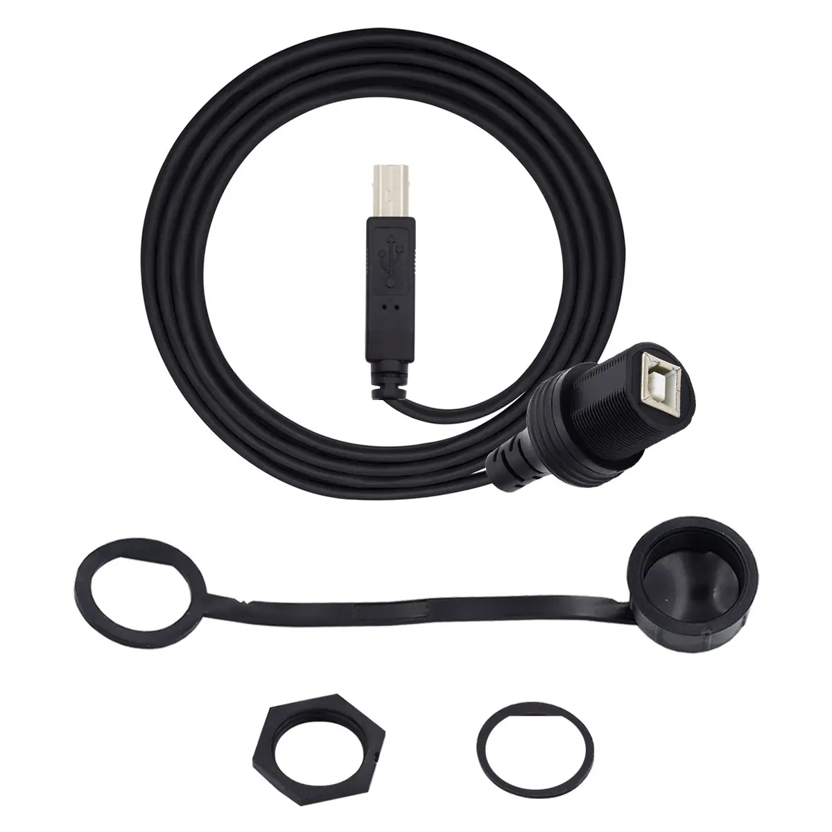 Waterproof Dustproof 480Mbps USB2.0 Standard B Type Male to Female Extension Data Power Cable 1m Car Panel Mount Design