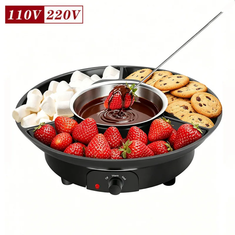 Chocolate Sauce Melting Machine Chocolate Fondue Melting Tower with Fruit Plate Electric Heated Chocolate Pot for Dessert Making