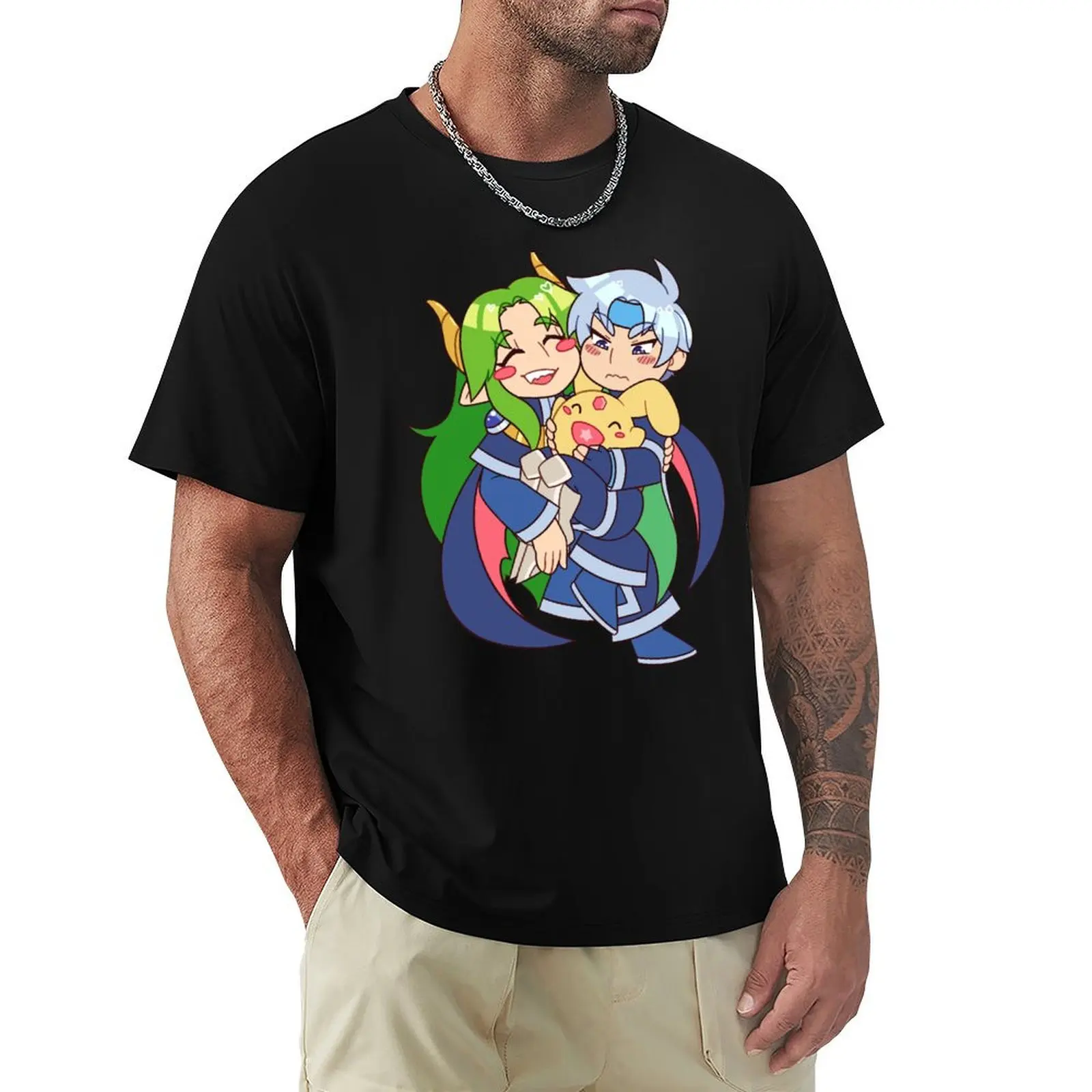 Dark Prince, Schezo, and Carbuncle T-Shirt Christmas Casual Short Sleeve Top