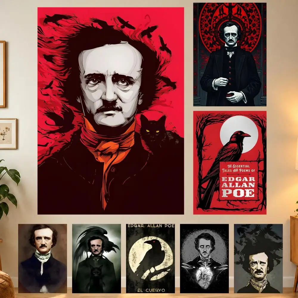 Macabre Lyrical Literature Edgar Allan Poe Poster Home Wall Decor for Living Room Bedroom Office Aesthetic Room