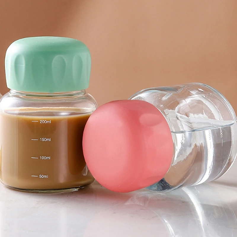 Mini tazza di grasso da 200 ml con tazza d'acqua in vetro graduato, tazza di succo portatile estiva, contenitore per bevande, regalo per la casa da viaggio