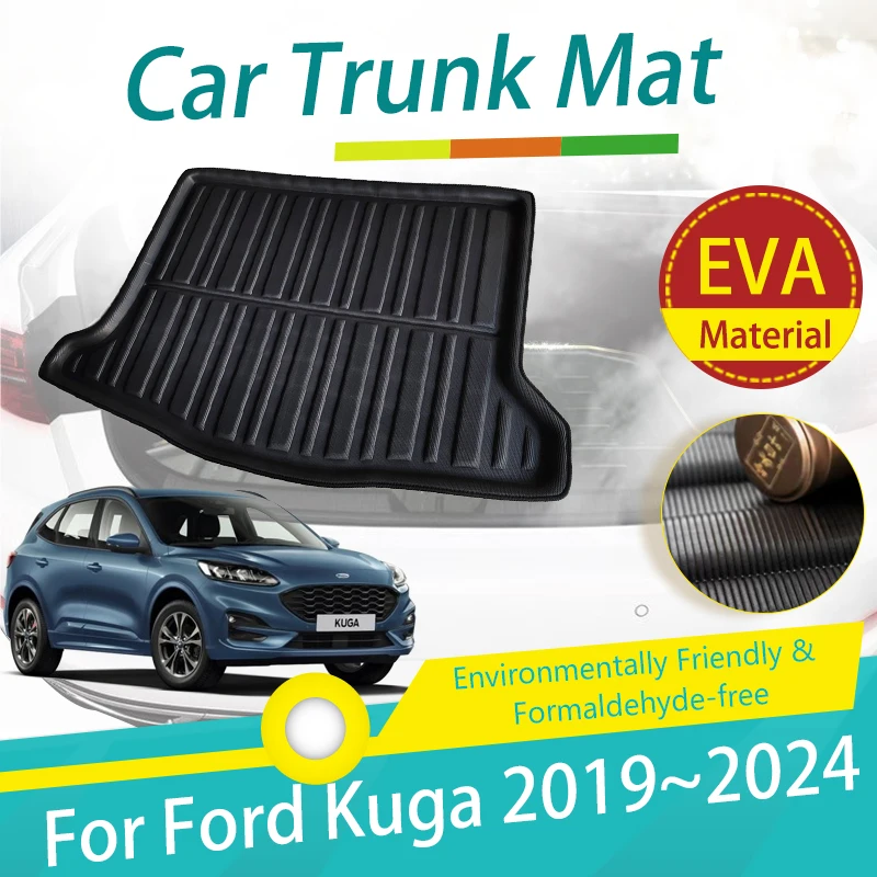 Car Trunk Mats For Ford Kuga Escape MK3 2019 2020 2021 2022 2023 2024 EVA Boot Carpet Storage Pads Suitcase Rug Auto Accessories