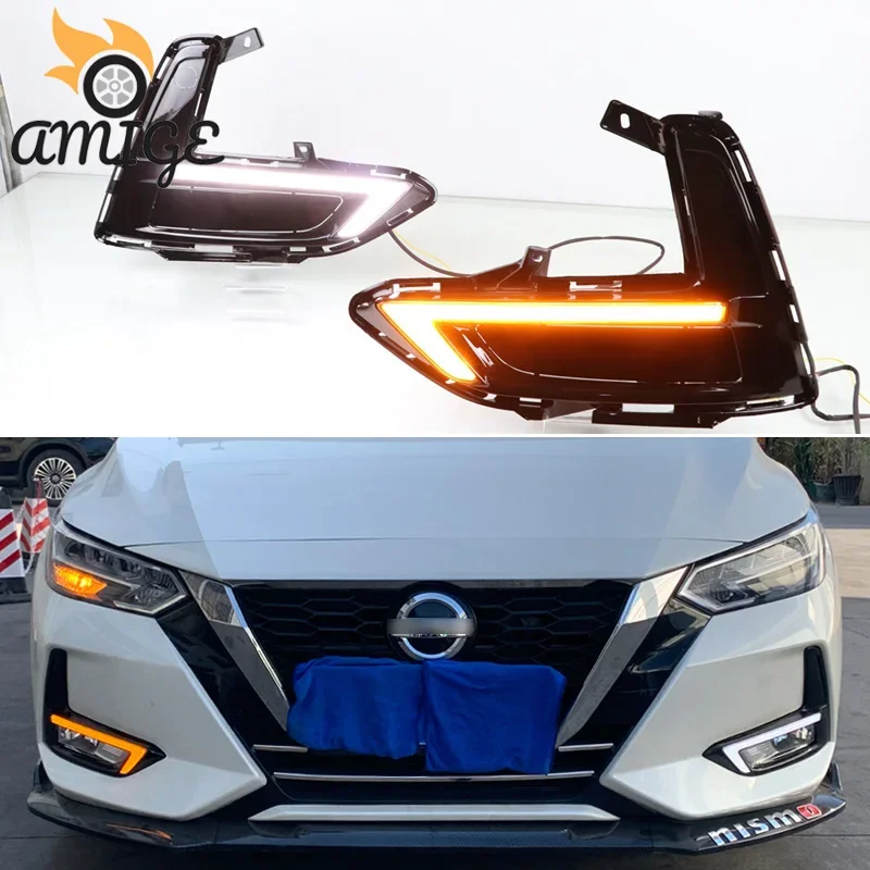 LED DRL Daylights For Nissan Sentra Sylphy 2019 2020 12V LED Yellow Turning Night Blue Daytime Running Headlights