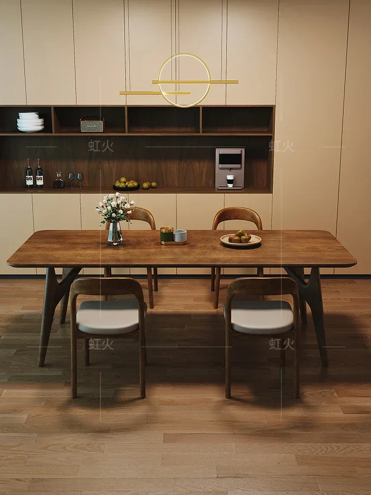 

Ash wood dining table all solid wood simple modern household log style American style