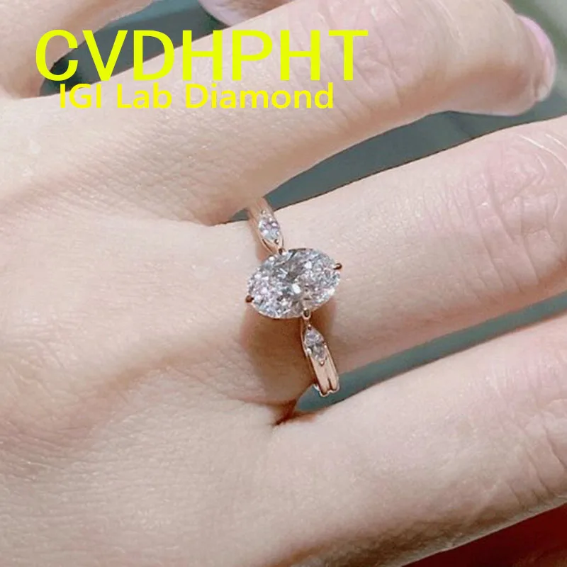 

Настоящее SolidAu585 14-каратное розовое золото 1, 2, 3, 4, 5 карат, выращенное в лаборатории кольцо с бриллиантом IGI, овальная огранка, цвет D, свадебное обручальное кольцо