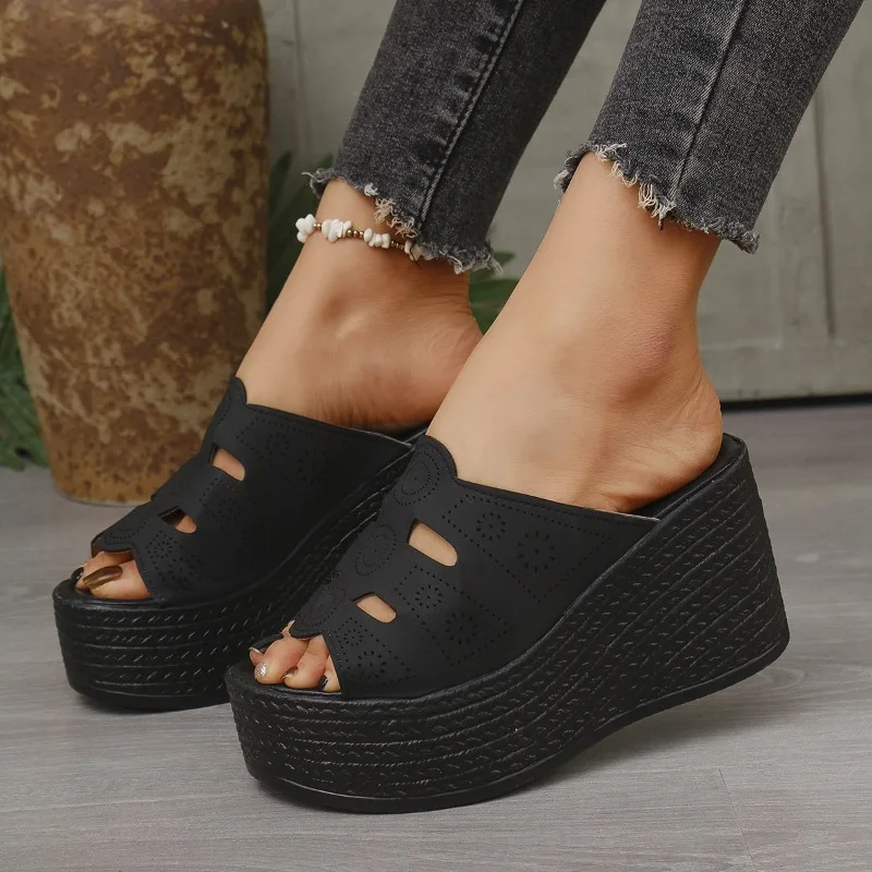 New Women's Slippers Summer Peep Toe Casual Sandals for Women High Heel Wedge Slipper Non Slip Platform Slippers Sandalias Mujer