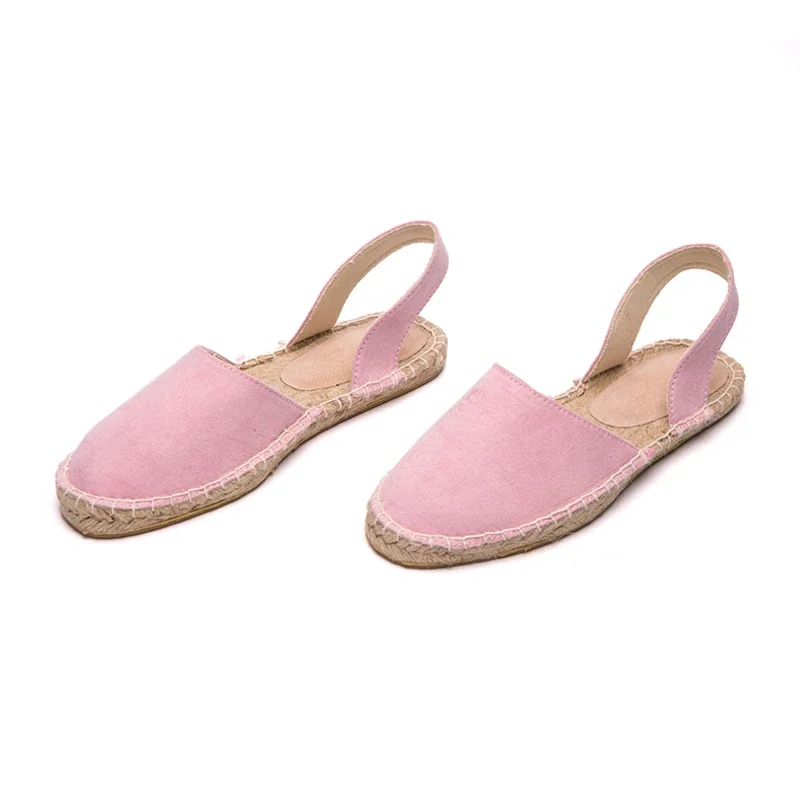 MVVJKE Brand Women Flat Sandals Summer Shoes Woman Straw Fishman Sandals Ladies Flats Casual Shoes Round Toe Pink Navy Plus