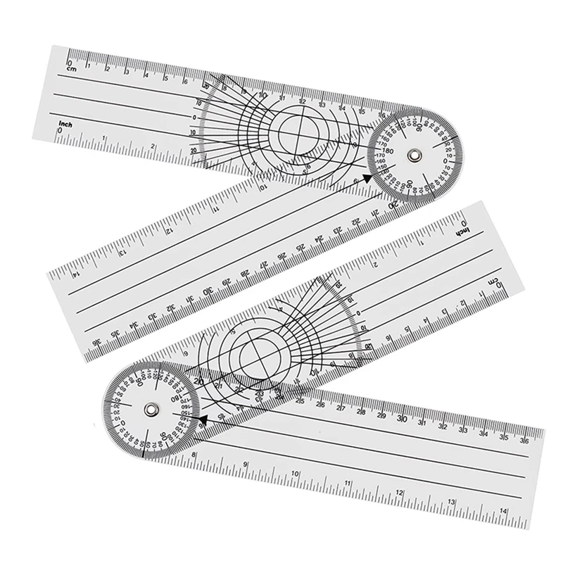 4 Pieces Goniometer Physiotherapy 360 Degree Rotation Protractor Physiotherapy PVC For Physiotherapy, Sports Therapy