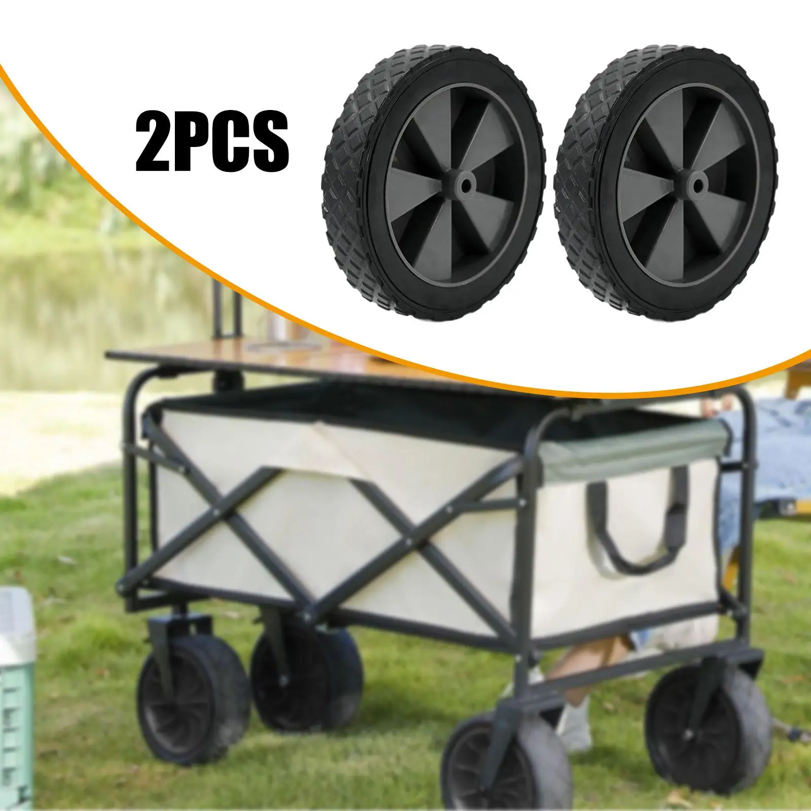 Foldable Wagon Wheel Solid Rubber Durable Tire Replacement Part for Outdoor Utility Carts Heavy Duty Use