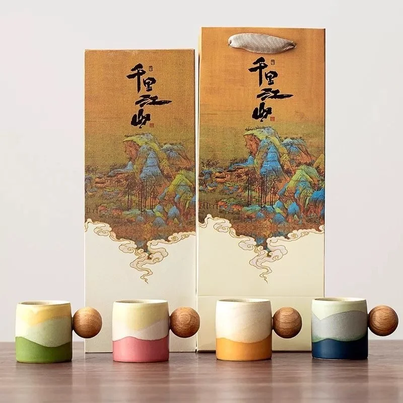 Ceramic Tea Cup Set Gift Box Master Cup Tea Ware Chinese Characteristic Souvenir Hand Gift For Client Household Tea Accessory
