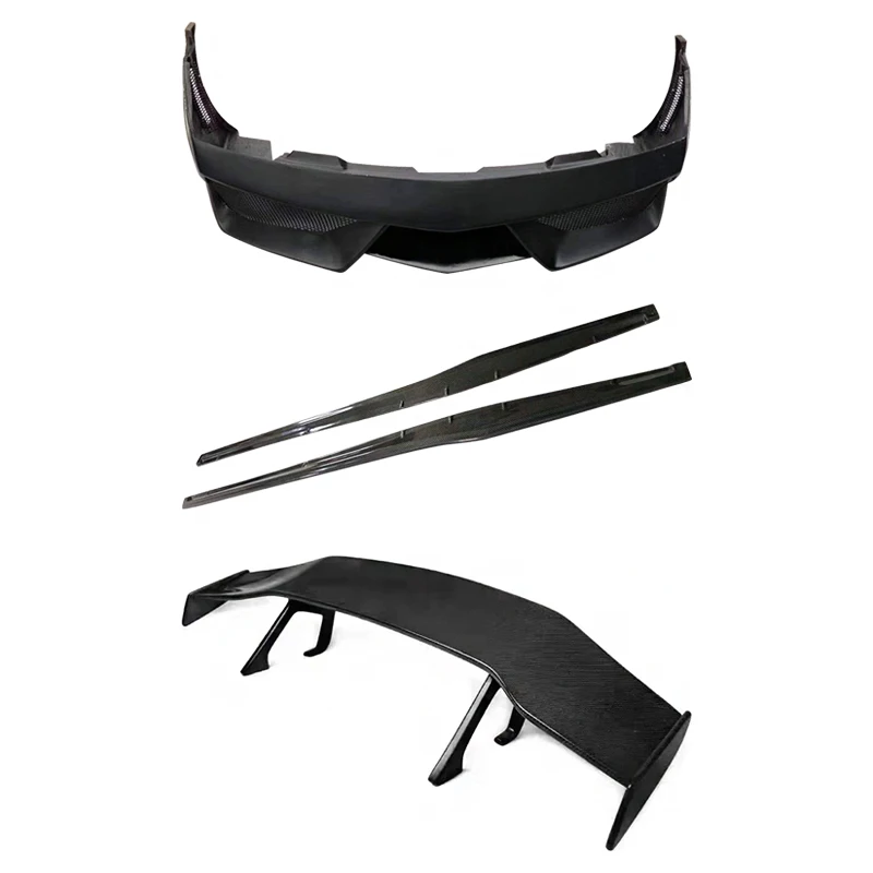 Комплект кузова из полууглеродного волокна для Lamborghini Calf Gallardo LP550 560 570, модифицированный передний бампер DMC, боковая юбка, задняя губа, хвост Комплект кузова из полууглеродного волокна для Lamborghini Calf Gallardo LP550 560 570, модифицированный передний бампер DMC, боковая юбка, задняя губа, хвост