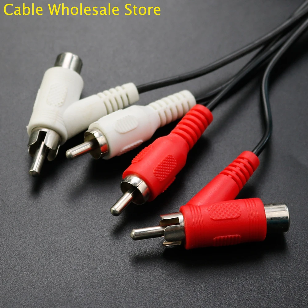 1Pcs 2RCA Male To 2 Female 1/2 Lotus Audio Line Lotus Wire Video Cable For DVD TV Box RCA Audio Splitter Cable Speaker