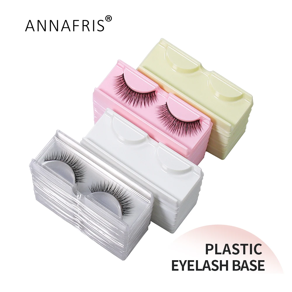 ANNAFRIS 50pcs Eyelashes Packaging Box False Lash Plastic Tray Holder Empty Storage Cover Mink Eyelash Display Box