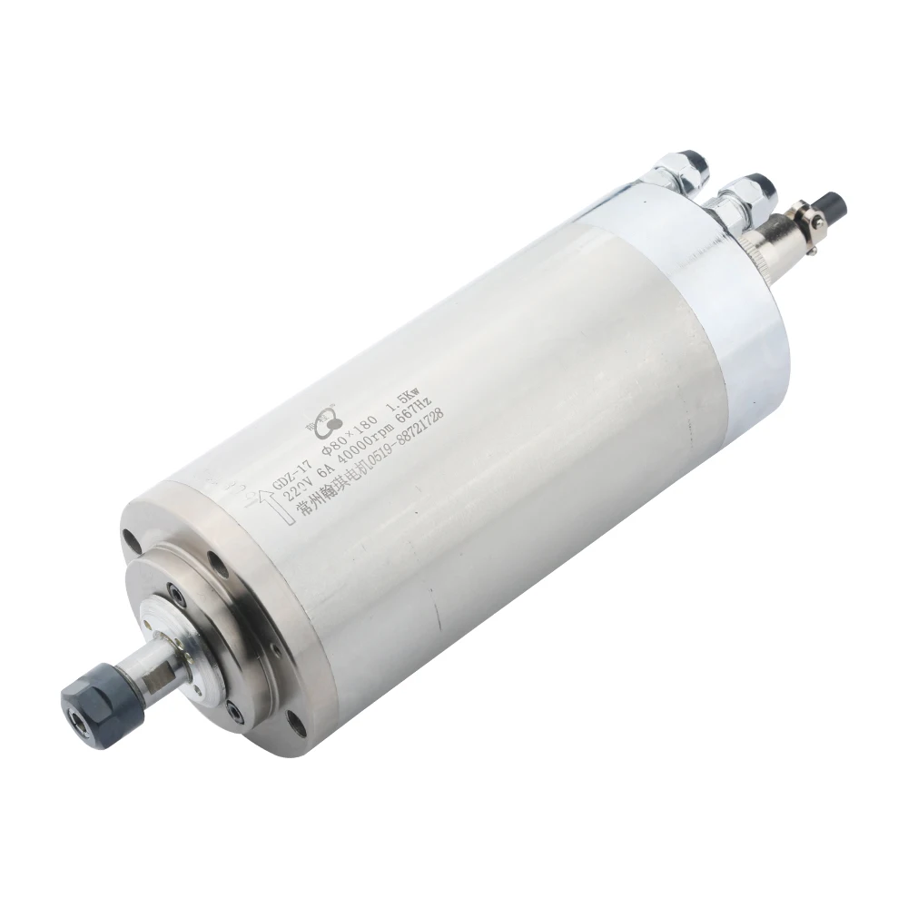HQD CNC Milling Machine Spindle Motor 1500w 1.5kw 220v 380v High Speed 24000rpm 400hz 80 Water-cooled Spindle With ER11 Chuck