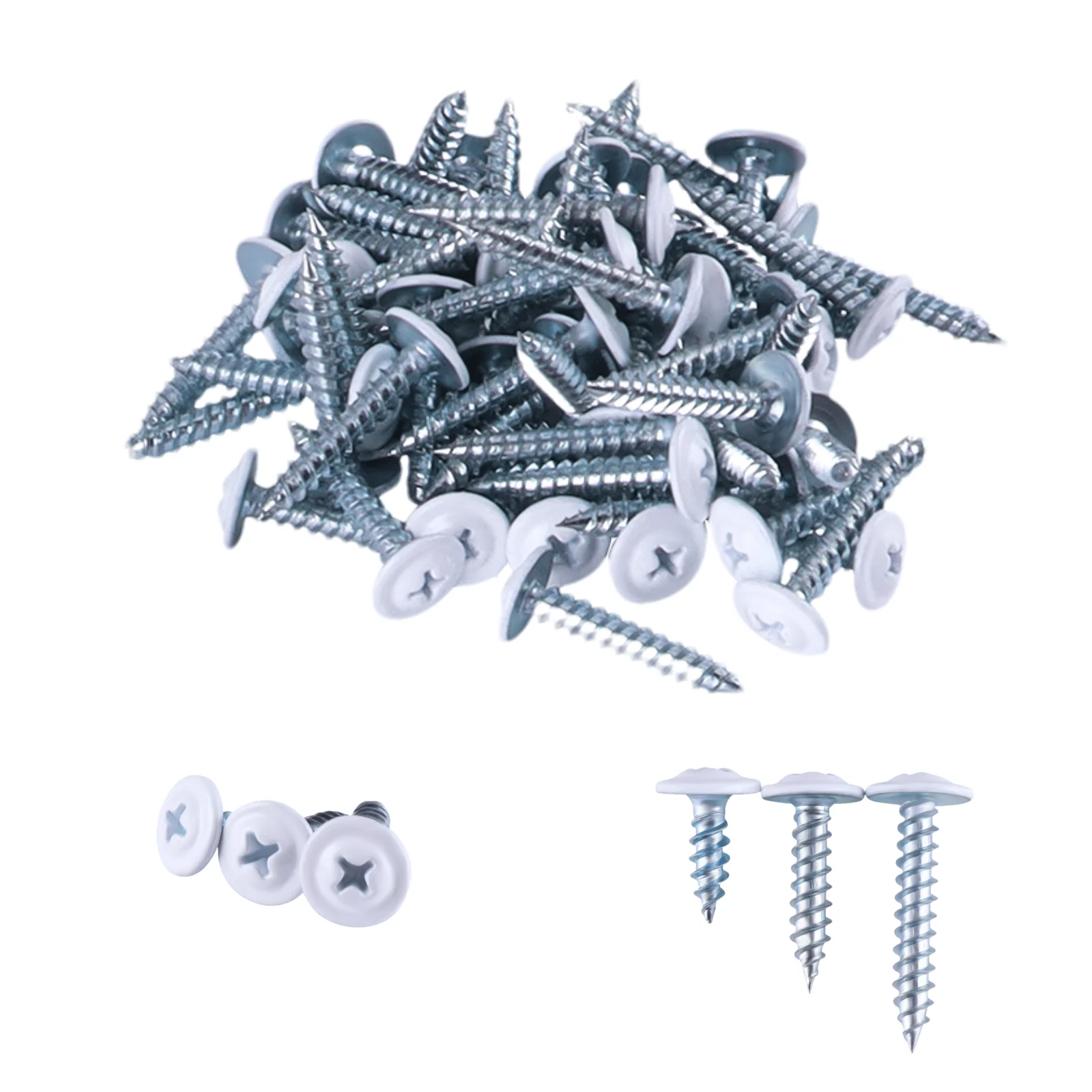 Cross Self Tapping Screw M5x1/2 3/4 1 Inch Baked White Paint Round Head 180pcs/Set