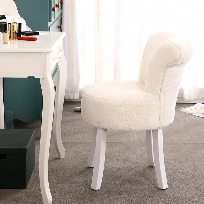 

Elegant Vanity Chair European Dressing Stool Back Makeup Chair Nail Table Bedroom Shoe Bench Modern Living Room Seating