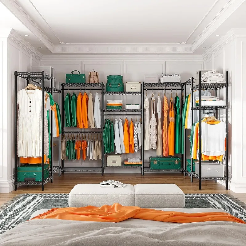 Clothes Rack Heavy Duty Load 840 LBS Adjustable Clothing Racks for Hanging Clothes,Metal Portable and Sturdy