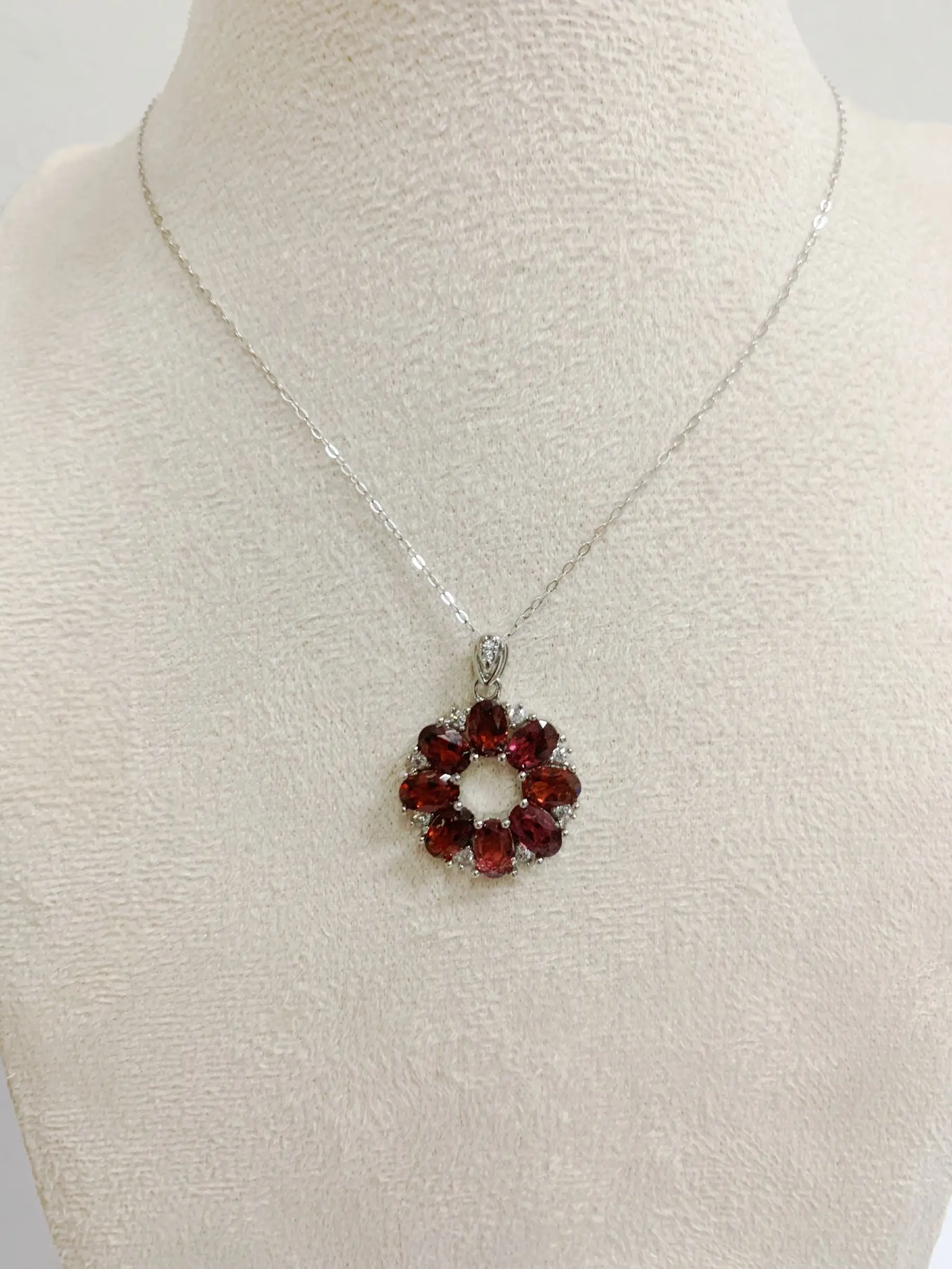 ZECAA grenat rouge bijoux fins femme pendentif grenat rouge avec pierre précieuse grenat rouge naturel 4*6mm pour femme pendentif grenat rouge