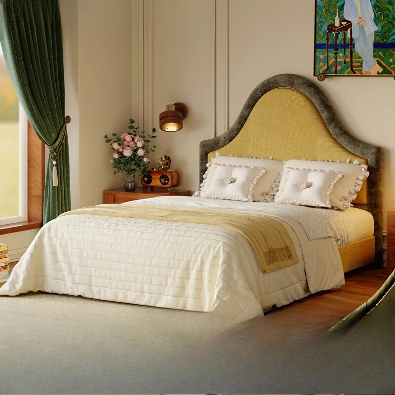 French Cloth Soft Beds Bedroom Velvet Girls Big Modern Storage King Double Bed Full Size Children Cama Matrimonial Furniture