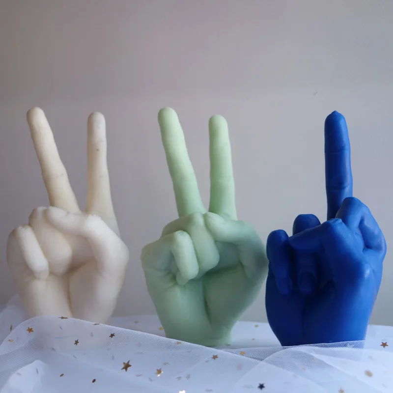 

LV281B Peace Sign Gesture Victory Silicone Mold Finger Up Candle Art Design Middle Finger Resin Plaster Mold For Decoration