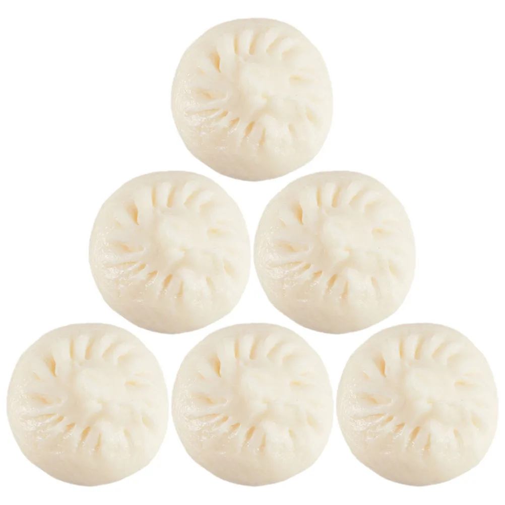 

6Pcs Lifelike Steamed Stuffed Bun Props Simulated Breakfast Food Decor for Shop Window Display Cooking Role Play Activities