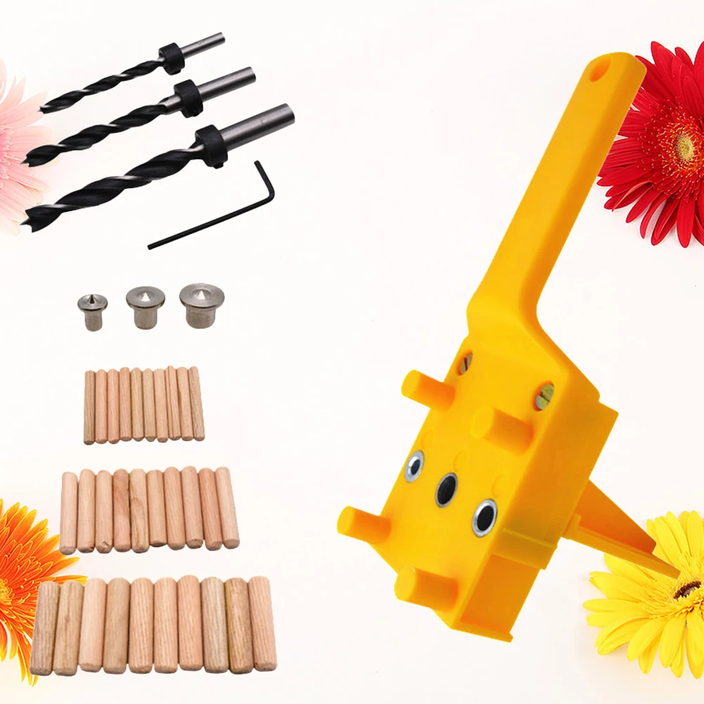 

Yellow Straight Hole Locator Drilling Tool Woodworking Punch Set Wood Board Connection Furniture Diy 6Mm 8Mm 10Mm Drilling