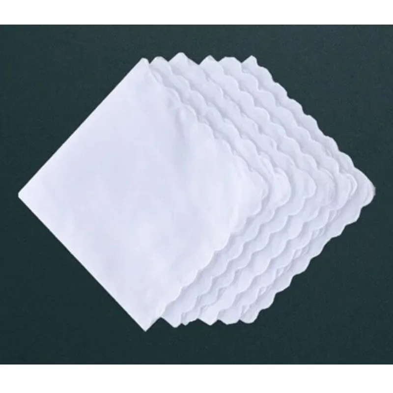 Popular 100%Cotton White Lady Handkerchiefs Women Handkerchief Children Baby Girl Face Hand Towel Party Christmas Gift