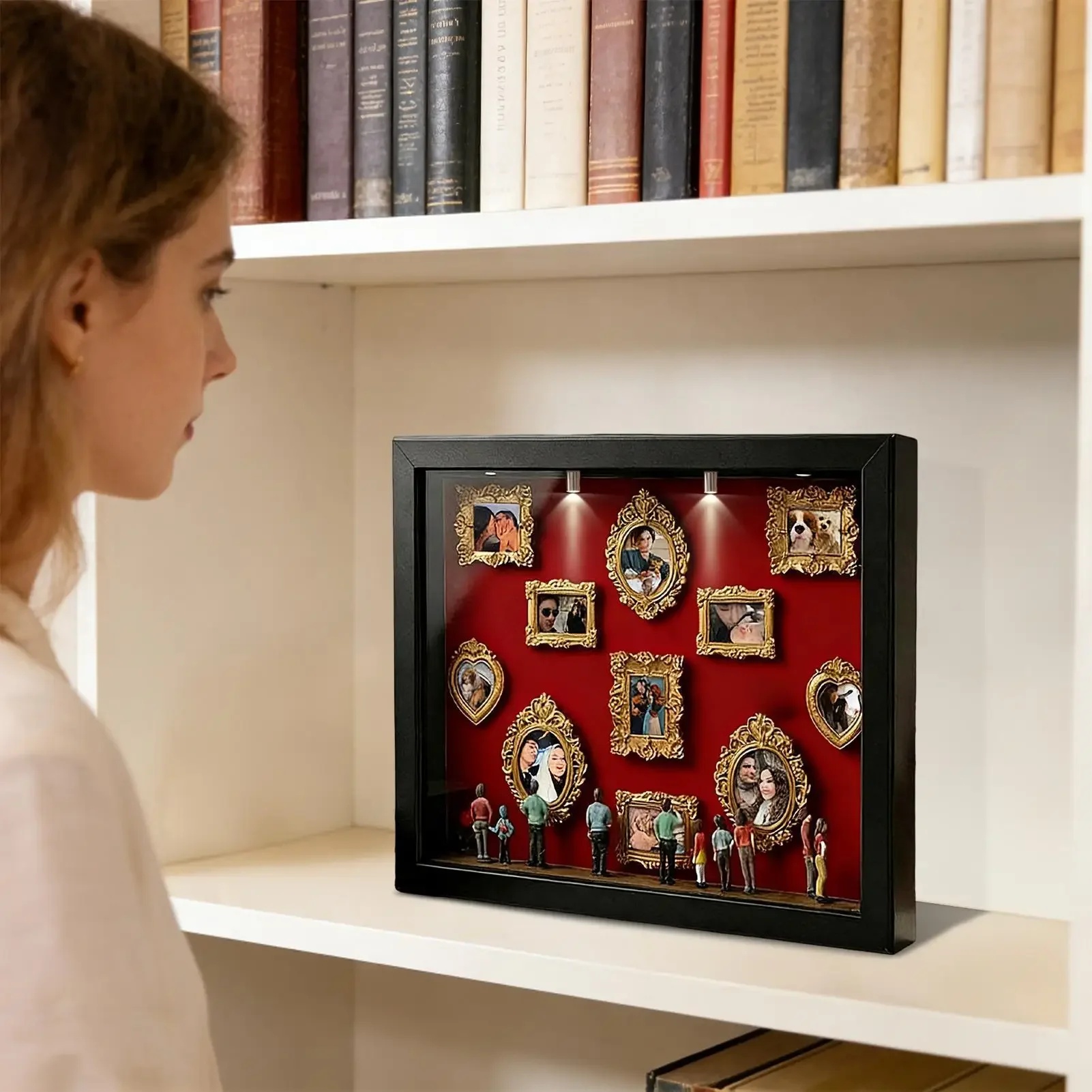 Mini Figurines Mini Museum Silhouette Boxes Gold Frames Preservation Memory Shadow Boxes Frame Photo Frame Travel Memories