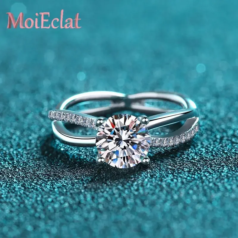 

Кольцо с бриллиантом из муассанита с четырьмя когтями, женские кольца на 1 карат, платина Pt950, изысканное модное обручальное кольцо, сертификат