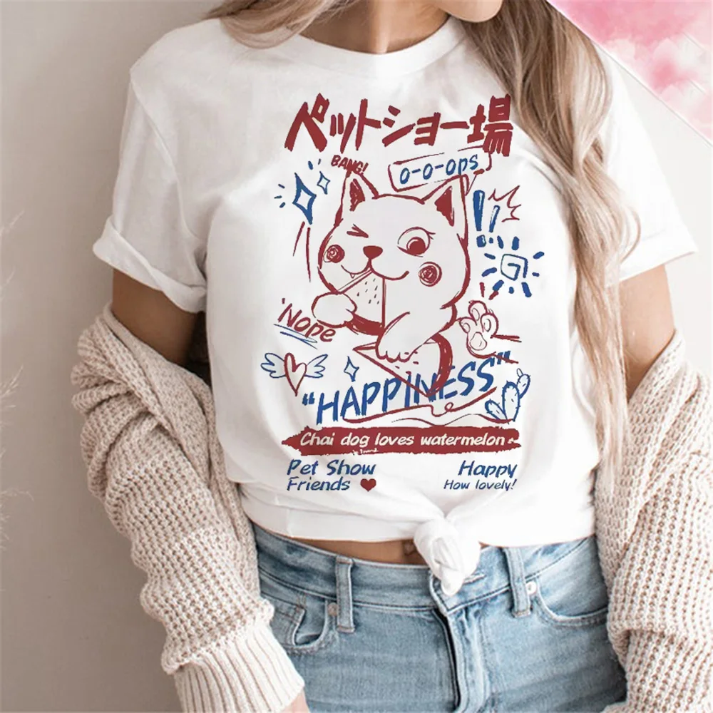 Cute Cat t-shirts women graphic top girl anime designer graphic clothes