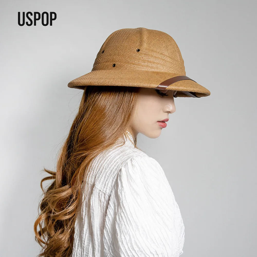 Summer Straw Safari Hat Family Matching Explorer Jungle Bucket Hat Wide Brim Sun Protection Outdoor Travel Hat