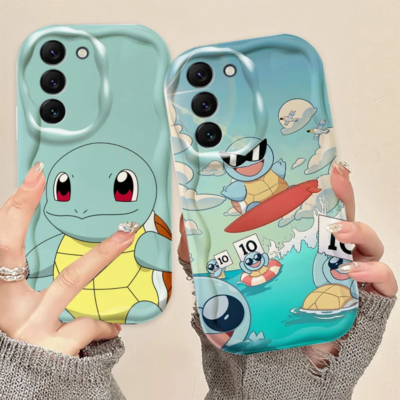 Cute P-Pokemones S-Squirtles For Samsung S24 S23 S21 S20 Ultra Plus FE A73 A72 A71 A51 A31 A05S A05 A04 5G Wave Oil Back