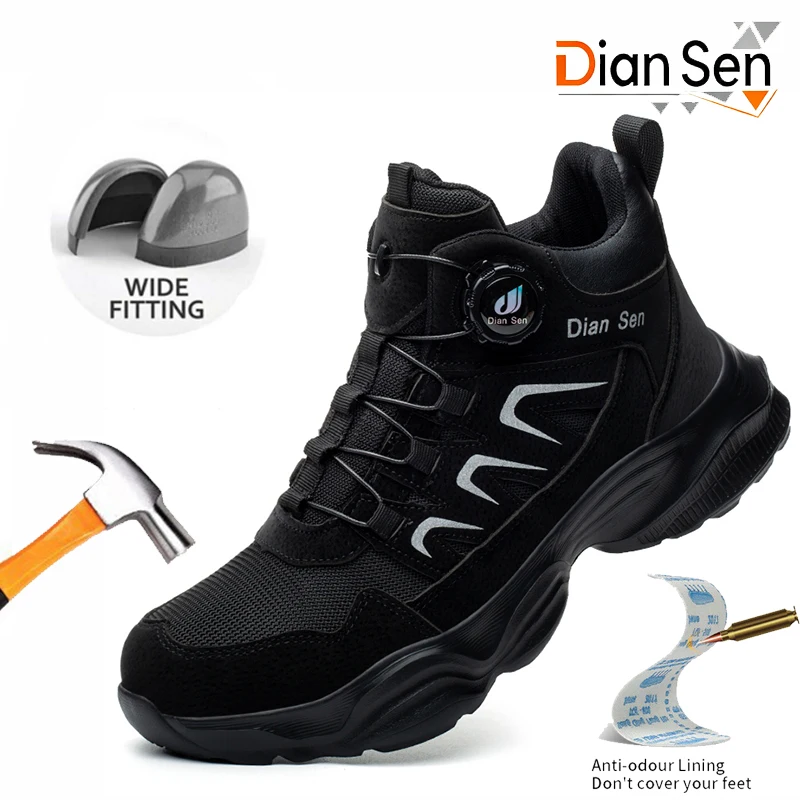 

Rotary Button Boots Indestructible Safety Shoes Steel Toe Anti-puncture Industrial Shoes Mens Trail Running Shoes Outdoor