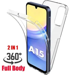 360° Clear Full Body Phone Case For Samsung Galaxy A15 A14 A13 A12 A05S A04S A55 A54 A53 A52 5G A35 A34 A33 A32 PC+TPU Cover