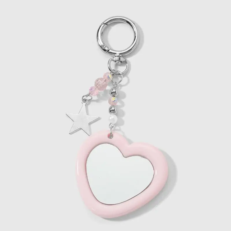 Vente flash Y2K, simple et polyvalent, exquis, en résine, étoile, cœur, nuage, miroir en verre, pendentif de bricolage, accessoires pour sac