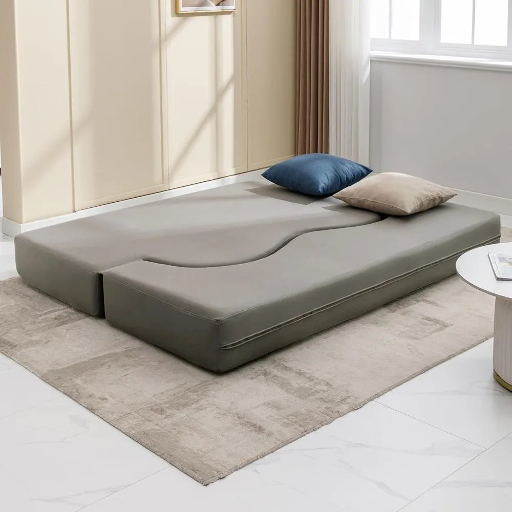 Трансформируемый полноразмерный диван-кровать с пенопластовым складным матрасом, спальным футоном, тканью, походой на кожу, удобным решением для сна
