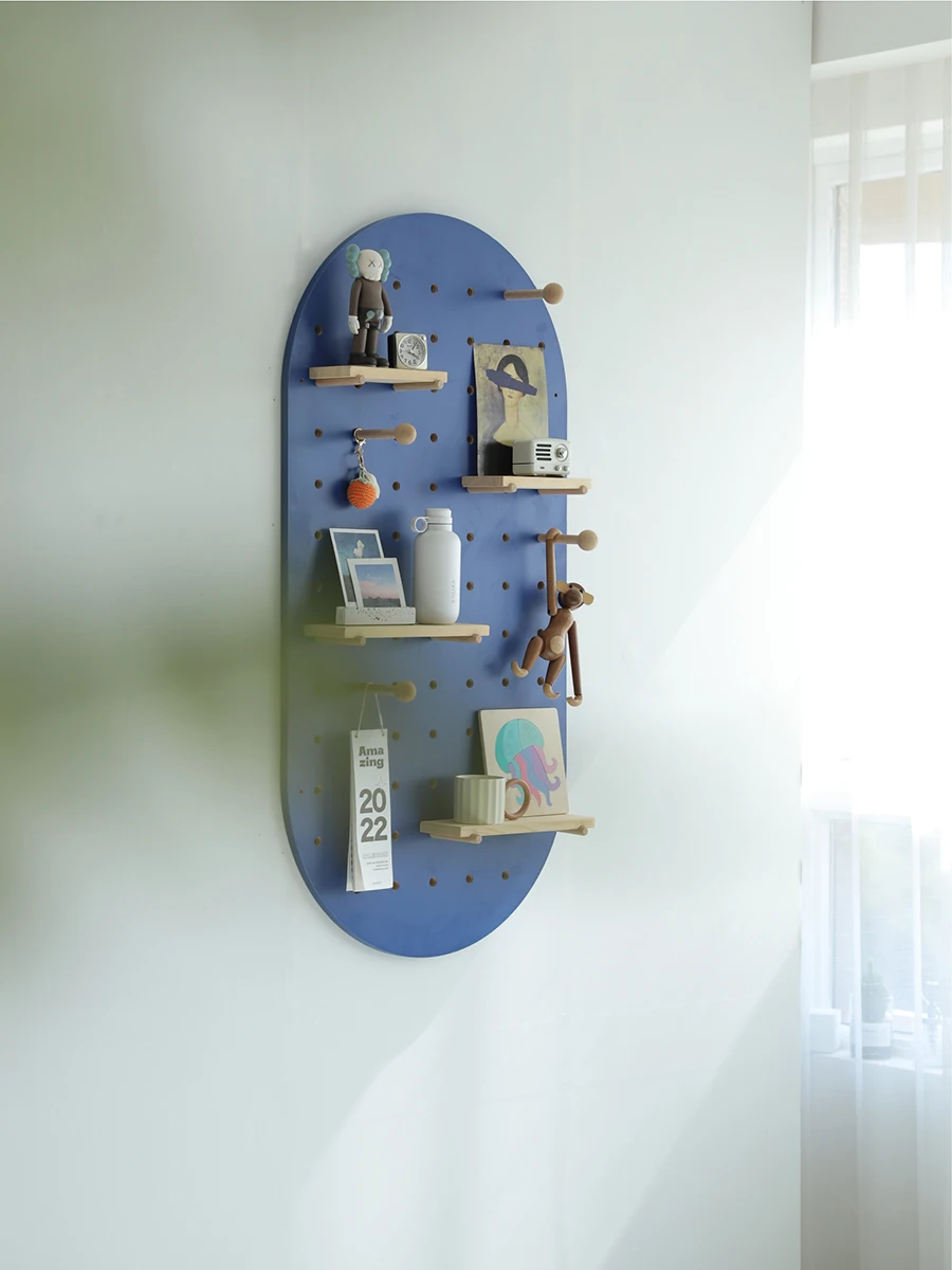 Customized hole board, wooden bedroom wall hanging shelf, solid wood hook accessories, customized wall storage, display rack