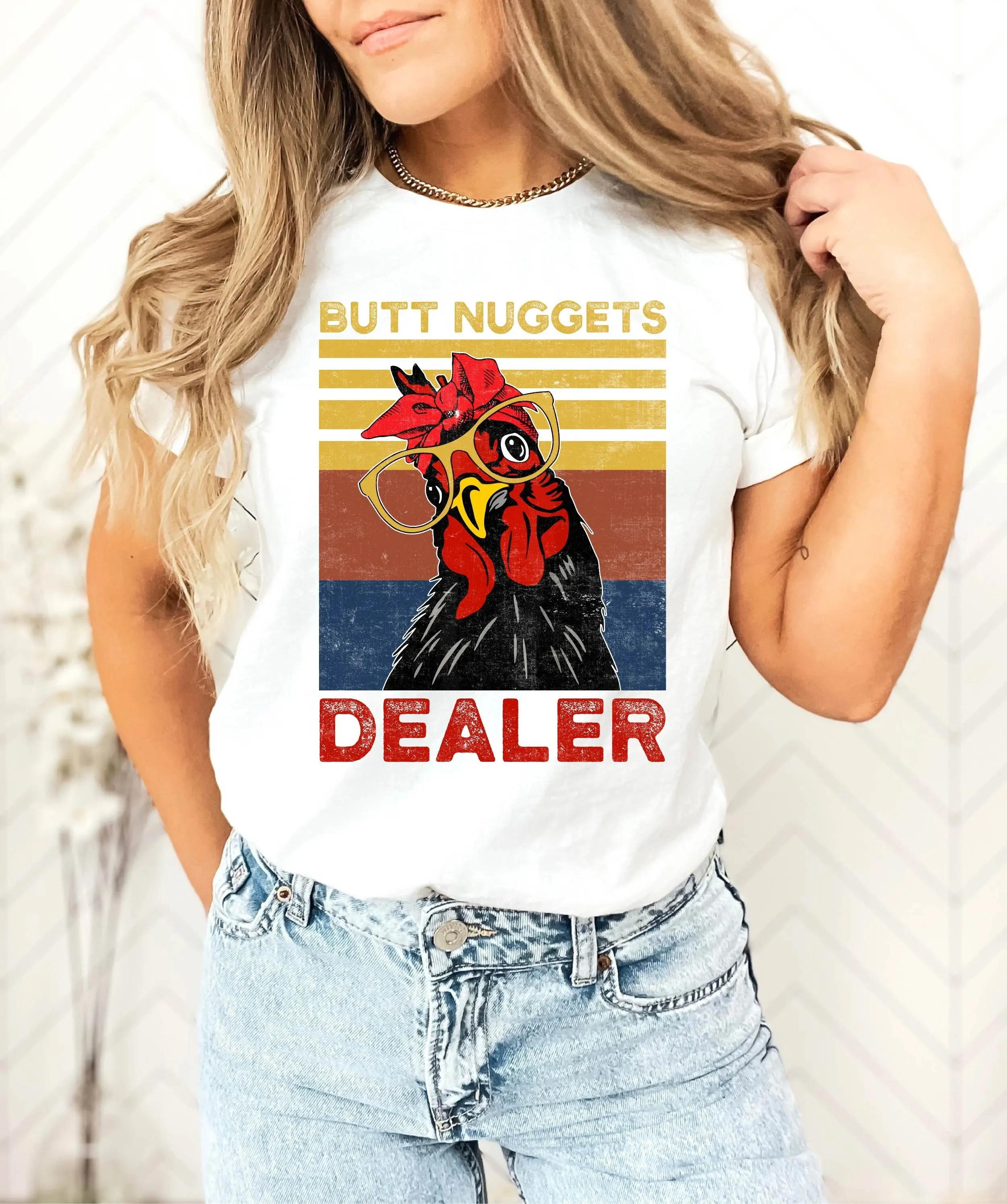 Comfort Colors Butt Nuggets Dealer T Shirt Chicken s Retro Christian Farmer