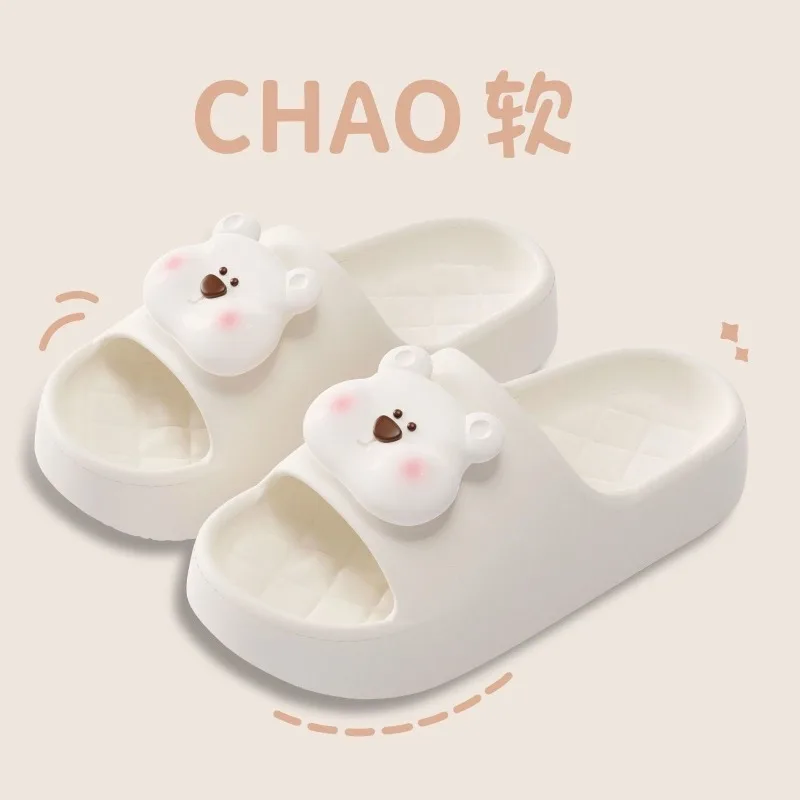 

Indoor Women's Slippers Comfortable and Soft Thick Soled Home Slippers Cute Teddy Bear Style Anti Slip and Wear-resistant 슬イ퍼