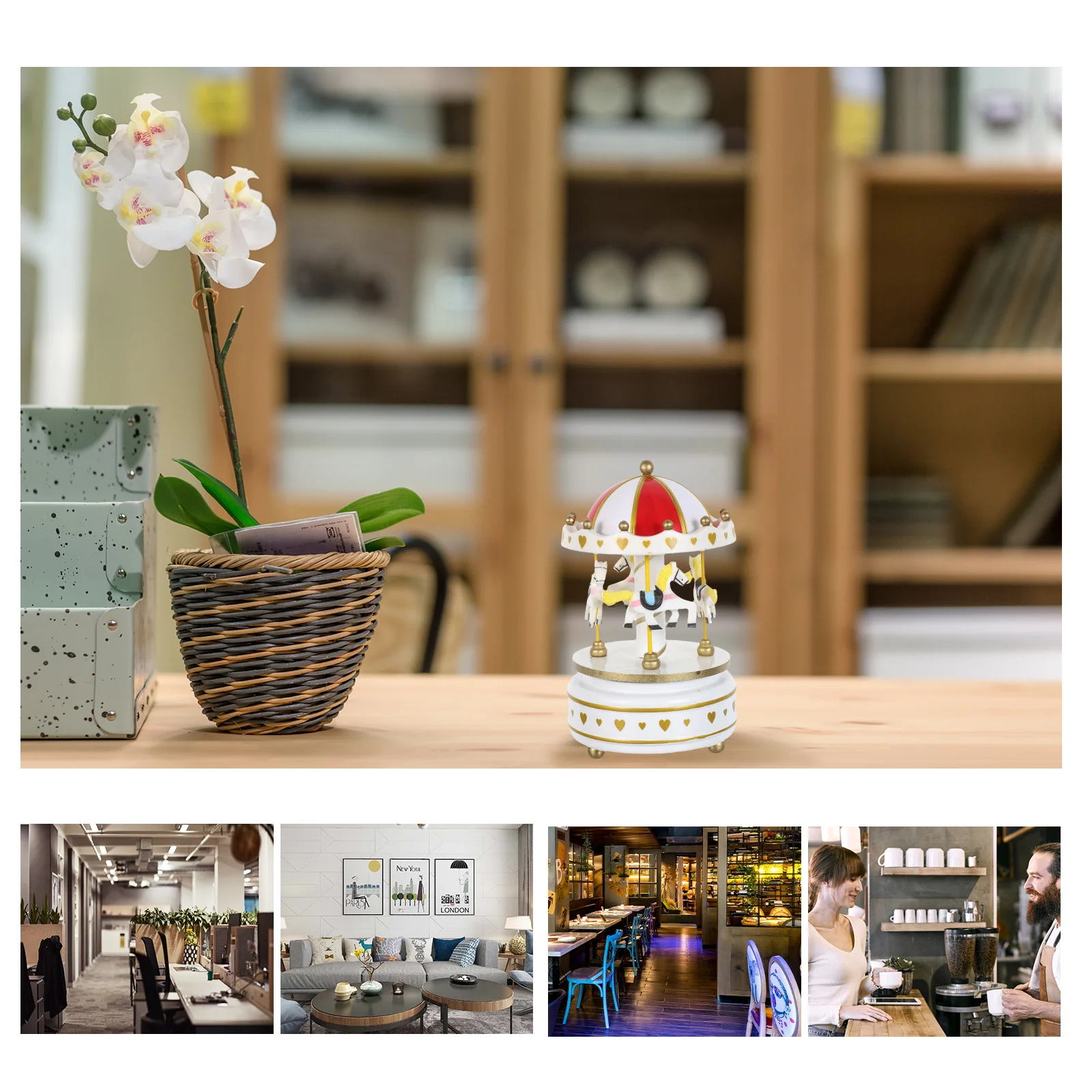 

Vintage Carousel Music Box Handcrafted Mechanical Wind-Up Merry-Go-Round for Women Christmas Ornament Birthday Present Holiday