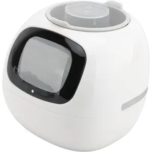 AI-Enhanced Smart Flower Pot: Monitor Humidity, Light, and Water for Indoor Plants, with Clock and Calendar - White