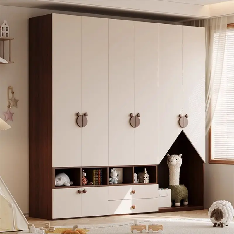 Full solid wood oak children's wardrobe combination boy girl castle bedroom storage storage large wardrobe