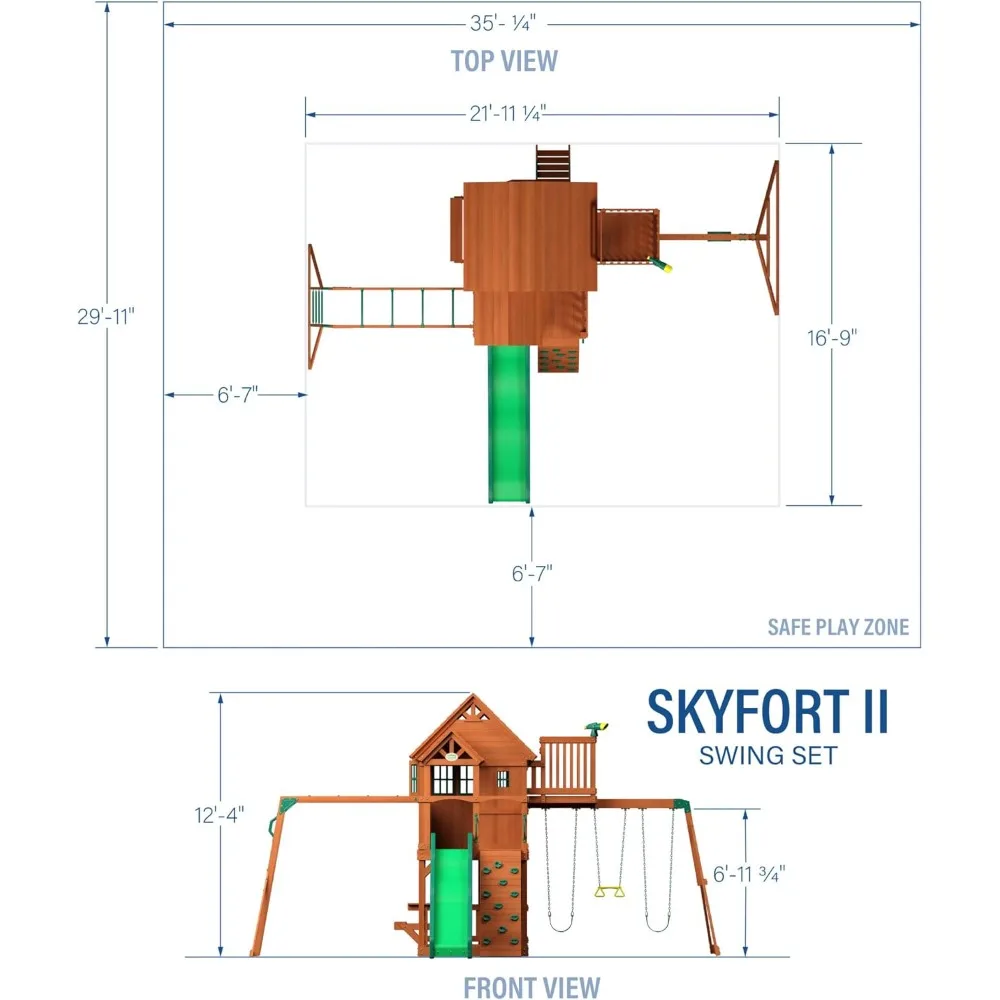 Playground Cedar Wood Swing Set Outdoor children's sports swing set Playset for kids Age 3-10 years Free shipping